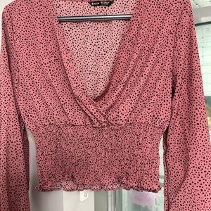 Smocked long sleeve top waist corset